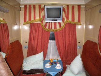 2-berth first class compartment on the 'Rossiya' from Moscow to Vladivostok