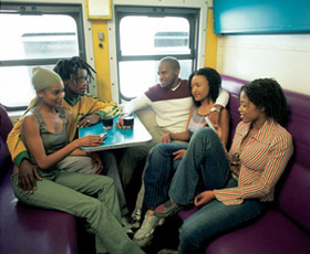 Shosholoza Meyl tourist class train:  4-berth sleeper in daytime mode