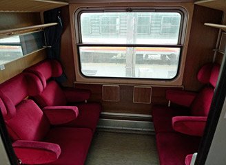 1st class compartment on day train from Belgrade to Skopje