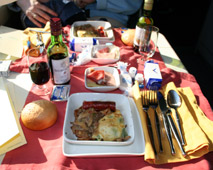 Passengers is Preferente get an at-seat airline-style meal with selection of wines...
