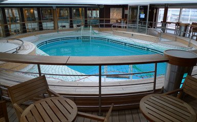 The ferry to Spain:  The indoor swimming pool on Brittany Ferries Pont Aven