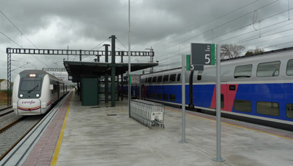 Figueres Vilafant showing connection between Paris TGV & Spanish train to Barcelona