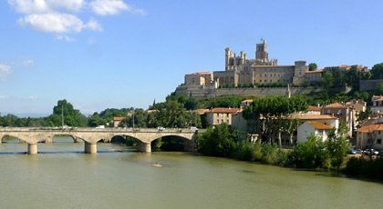 The hilltop cathedral at Beziers