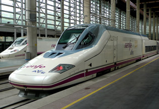 London-Malaga by train: An S102 'pato' AVE at Madrid Atocha station