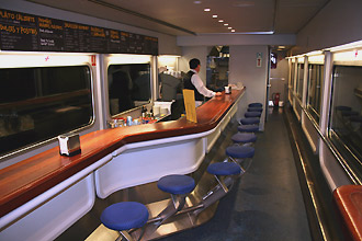 Paris to Madrid & Barcelona by trainhotel: The cafe-bar...