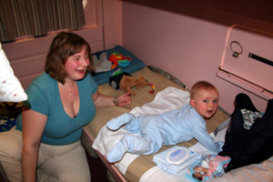 Taking your children to Europe by train..!  On board a sleeper to Spain.