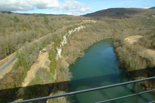 Crossing the Cize-Bolozon viaduct on the Haut-Bugey Line, on a Geneva to Paris train