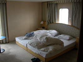 Japan to Taiwan b y ship: Luxury suite on the ferry.