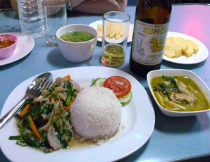 Another set meal served in the restaurant car on a Thai train