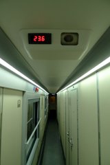 Thello sleeper corridor, showing cctv for safety