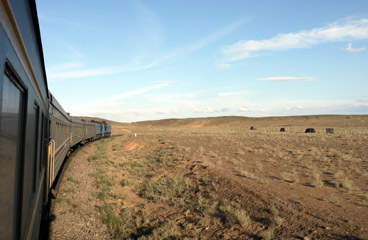 The train crosses the Gobi Desert