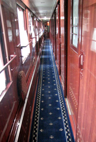 Corridor in a first class deluxe 2-berth car on train 4 to Beijing