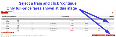Trenitalia.com:  Train selection page