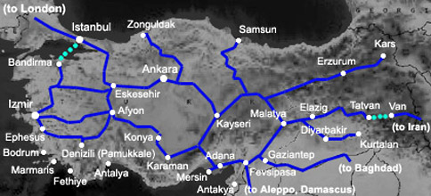 Train routes in Turkey