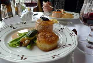 Lunch in Pullman car 'Zena' of the Venice Simplon Orient Express.