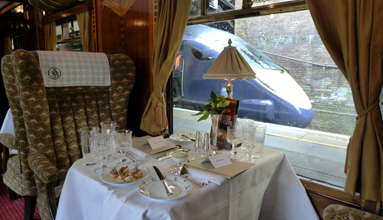 Table for two in Pullman car 'Zena' on the Venice Simplon Orient Express