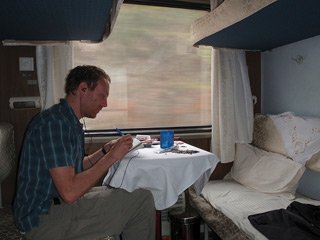 A soft sleeper on the Chinese train from Beijing to Dong Dang, connecting for Hanoi in Vietnam