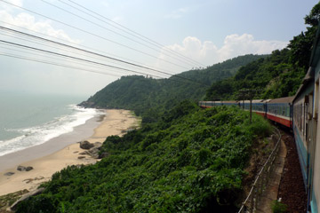 View of coastline from the train between Hu� and Danang