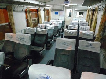 Air-conditioned soft seats on train LC3 from Hanoi to Lao Cai