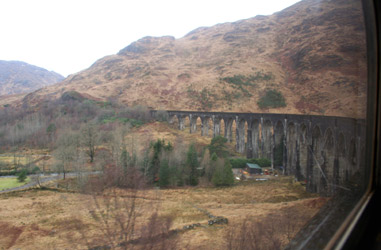 The famous Glenfinnan Viaduct, as featured in the Harry Potter films