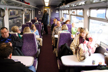 Interior of ScotRail sprinter train on the West Highland Line from Glasgow to Fort William & Mallaig