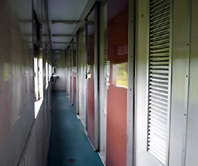 Sleeper corridor on the Tazara train from Tanzania to Zambia