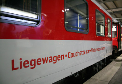 Couchette car as used on the train from Amsterdam to Prague