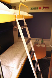 Deluxe sleeper on the train from Amsterdam to Prague