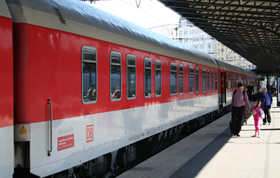 The sleeping-car on the Paris-Munich overnight train boarding at the Gare de l'Est