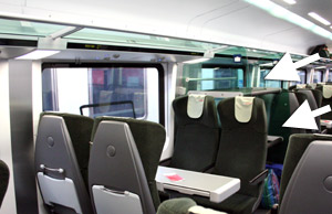 Many trains also have luggage stacks inside the seating area