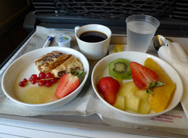 Complimentary food in first class on a Lyria TGV