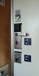 Compartment door showing locks