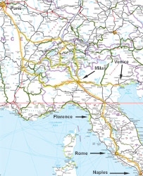 Paris to Venice train route map
