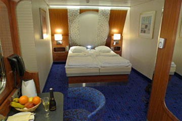 Captain's class cabin on ferry