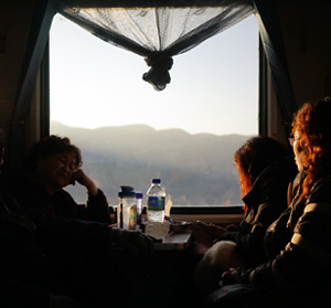 Hekou to Kunming train in the mountains of Yunnan Province