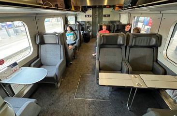1st class seats on an IC3 train from Hamburg to Copenhagen