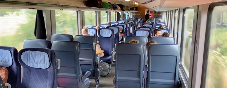 2nd class seats on an Amsterdam to Berlin train
