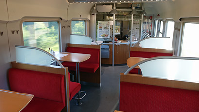 Inside the Amsterdam to Berlin bistro car