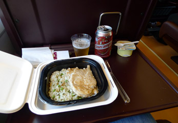 Food from the bar car