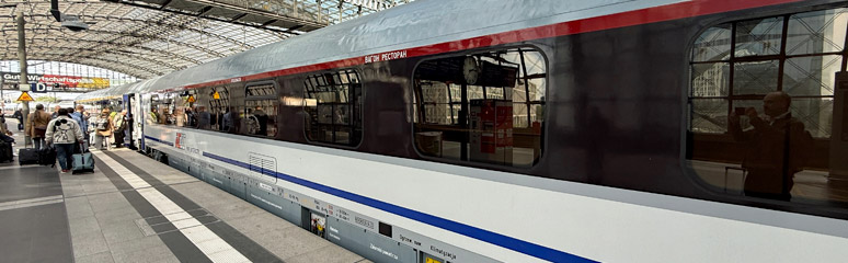 Restaurant car on the Berlin to Warsaw train