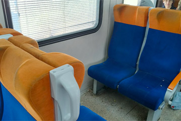 air-conditioned 3rd class seats on a Russian train in Egypt