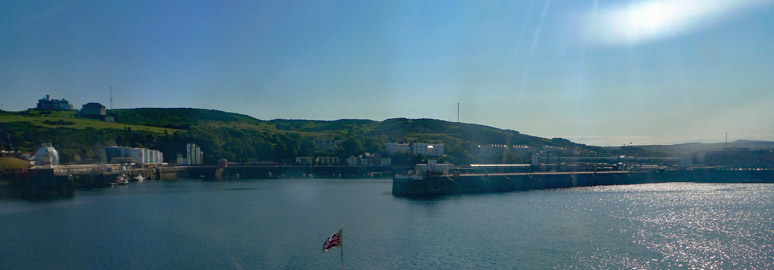 The ferry enters Douglas Harbour