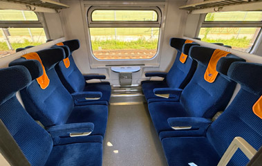 2nd class compartment on the train from Warsaw to Mockava