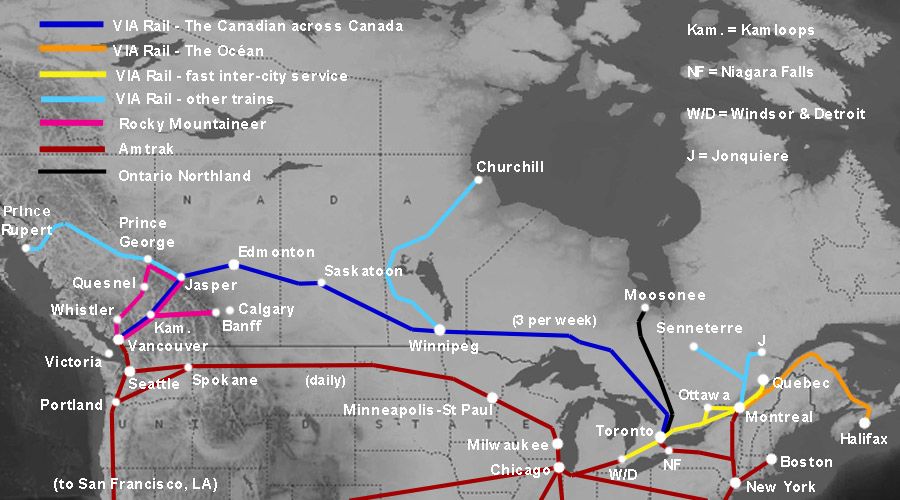 Canada Rail Network Map Train travel in Canada | Train schedules, routes & tickets