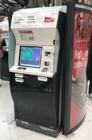 French Railways (SNCF) self-service ticket machine at Paris Gare de Lyon