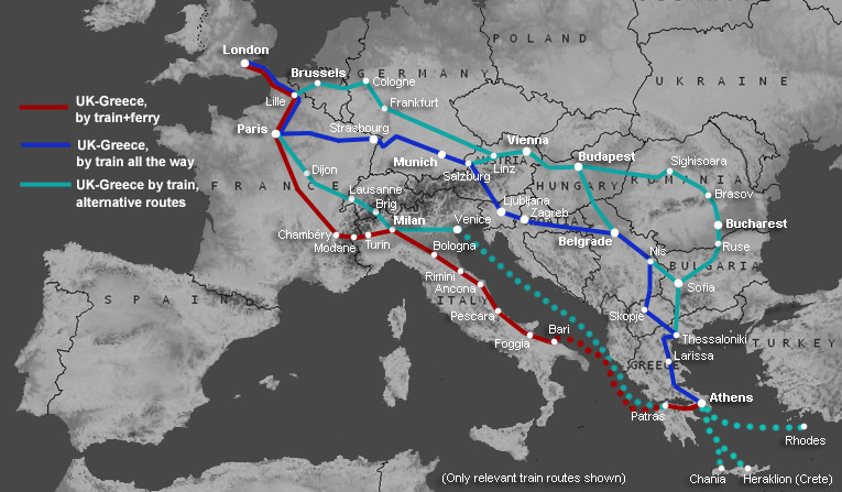 How travel by train from & Greece