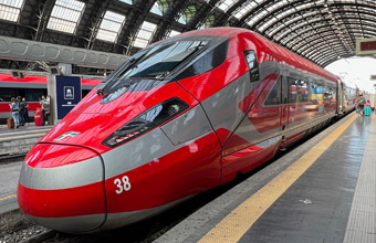 A Frecciarossa train to Florence & Milan at Rome Stazione Termini