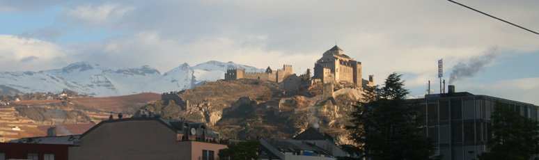 Sion castle, see from the train to Venice