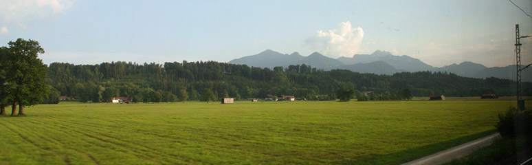 Scenery on the Munich to Budapest train route
