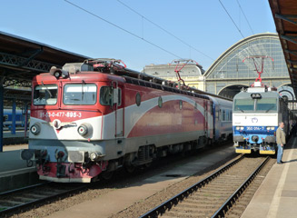 The 'Transylvania' train to Brasov about to leave Budapest